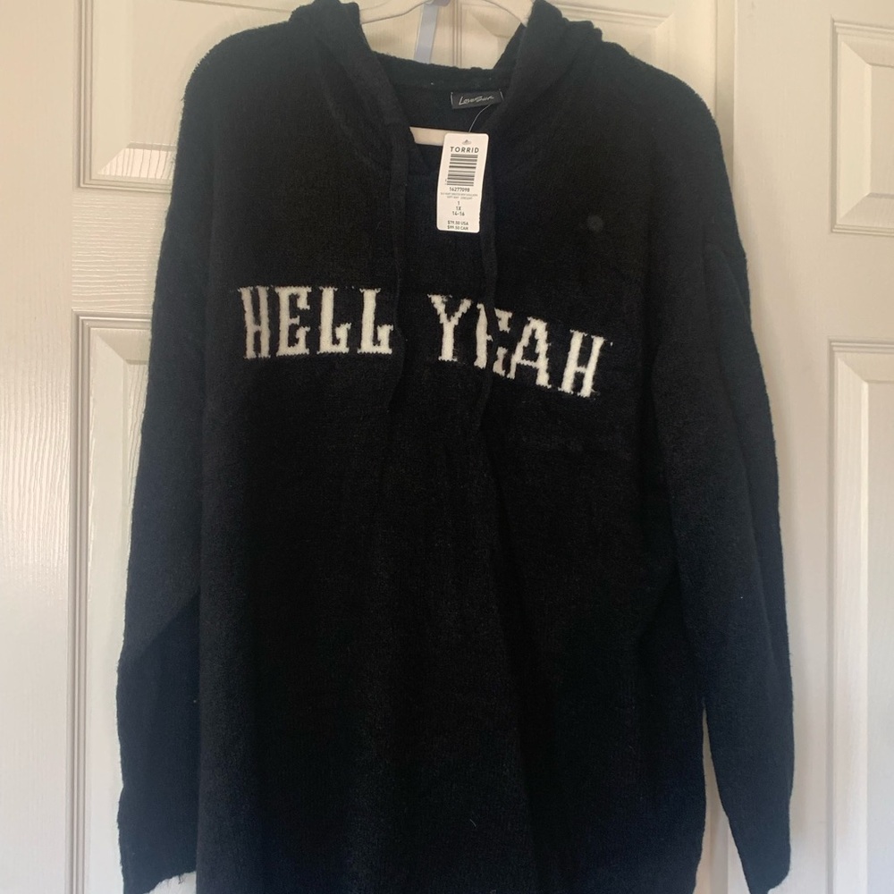 Torrid Lovesick “Hell Yeah” Black Hoodie Sweater | NWT 1X